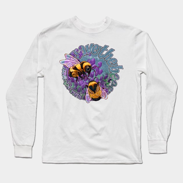 Save the Bees - Save the World Long Sleeve T-Shirt by reschasketch